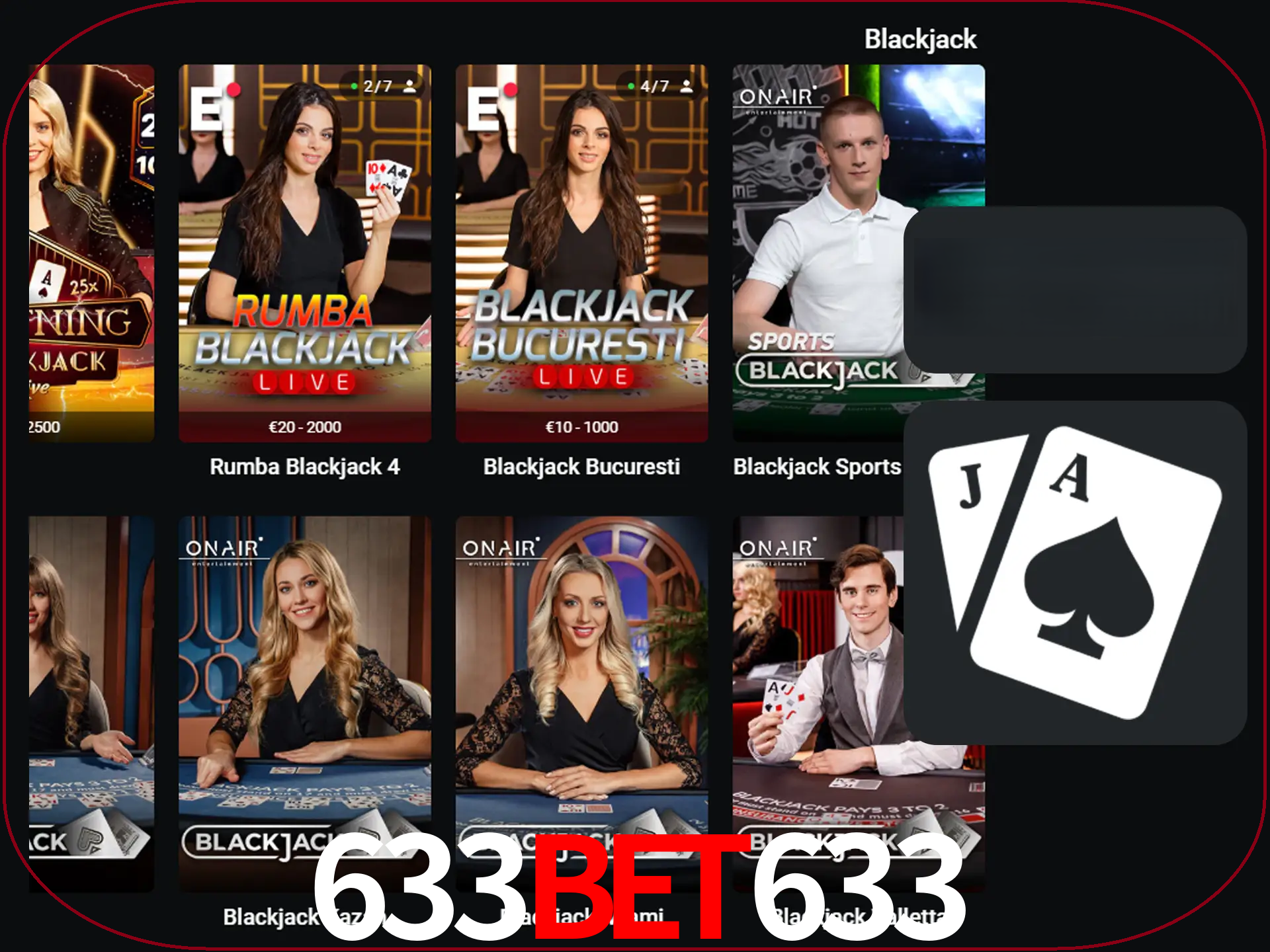 Escolha uma mesa completa de jogadores de blackjack.